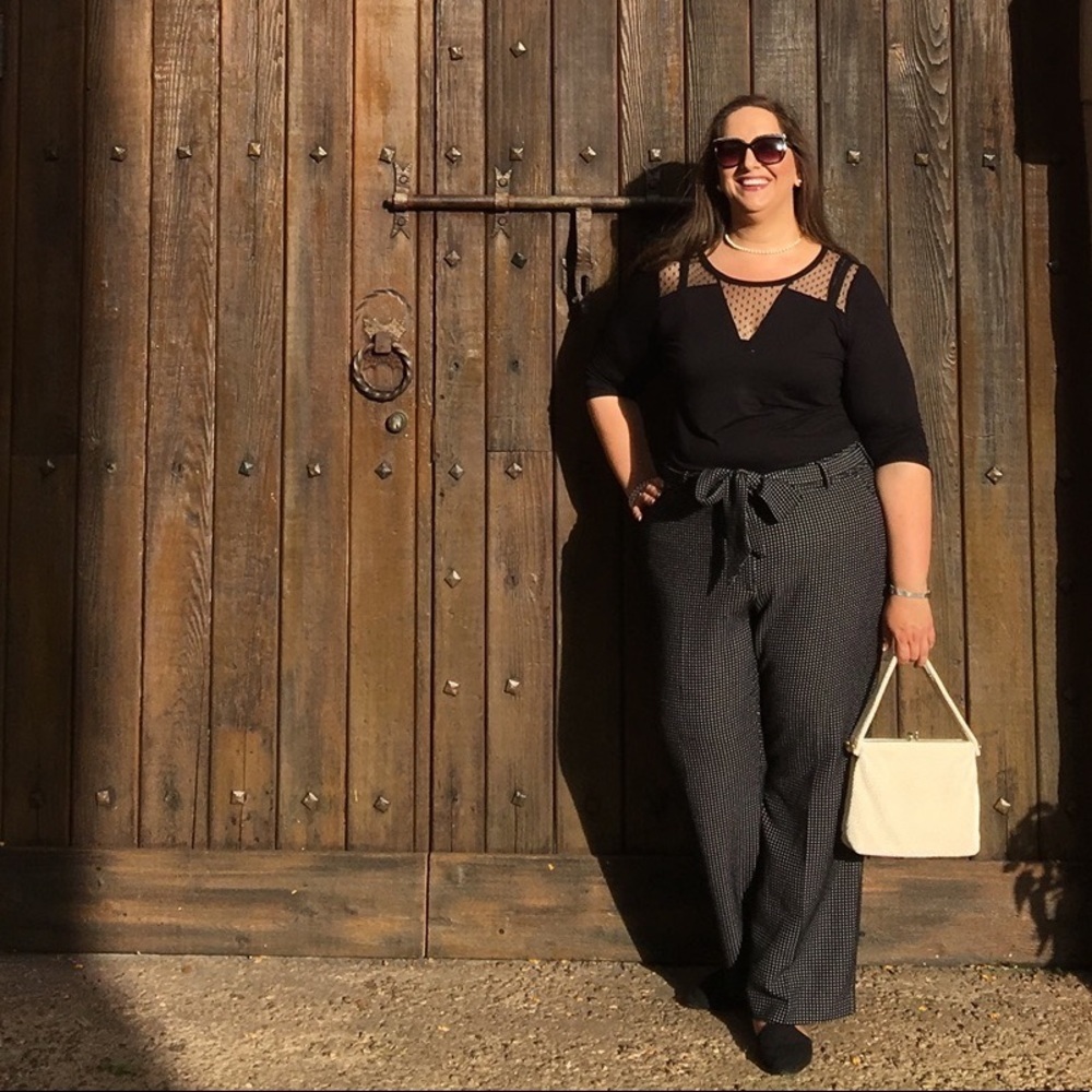 Lane Bryant High Waist Tie Waist Wide Leg Pants